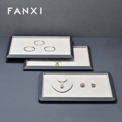 FANXI Fashion Grey microfiber Jewelry Display Plate