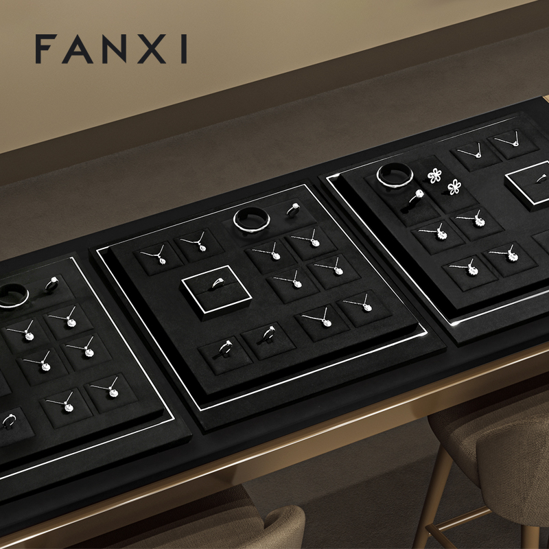 FANXI Factory Black Microfiber Jewelry display set