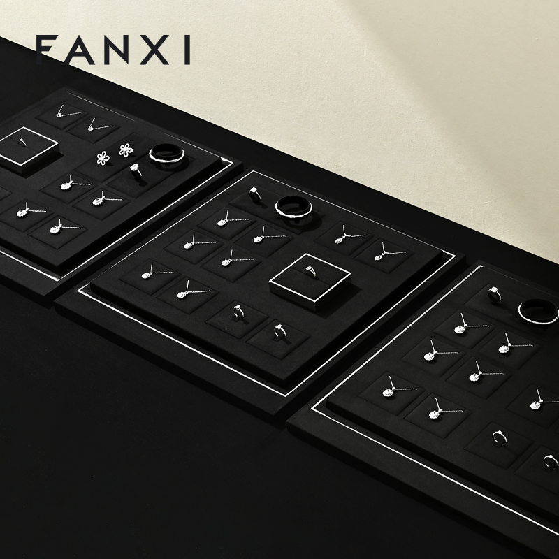 FANXI Factory Black Microfiber Jewelry display set