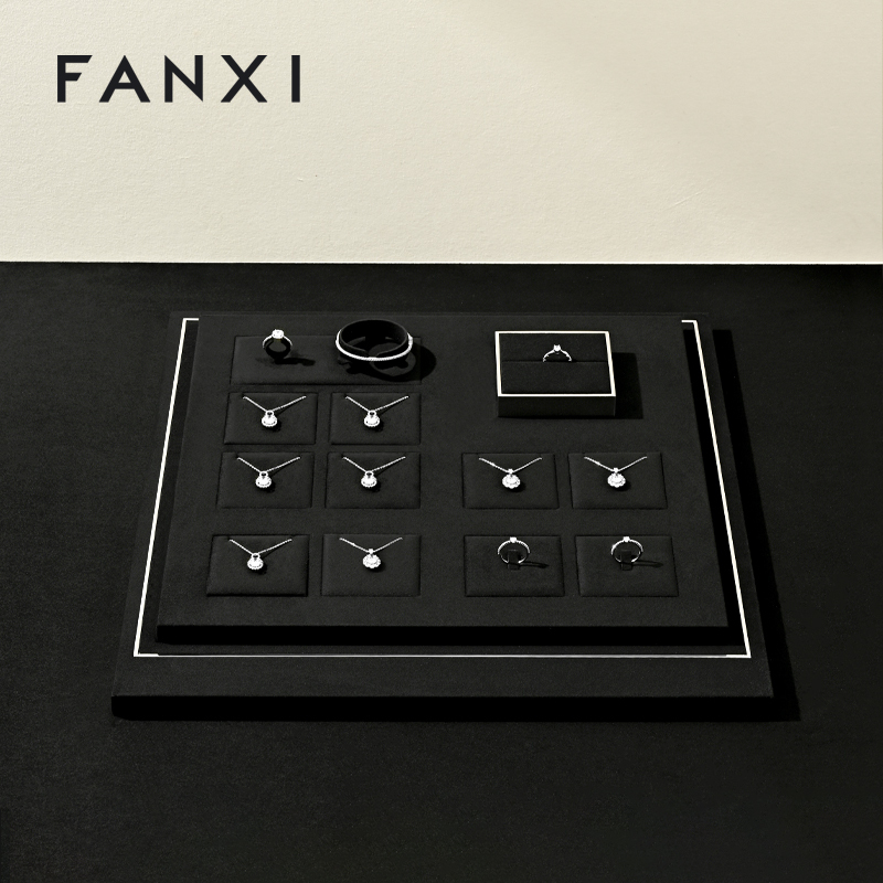 FANXI Factory Black Microfiber Jewelry display set