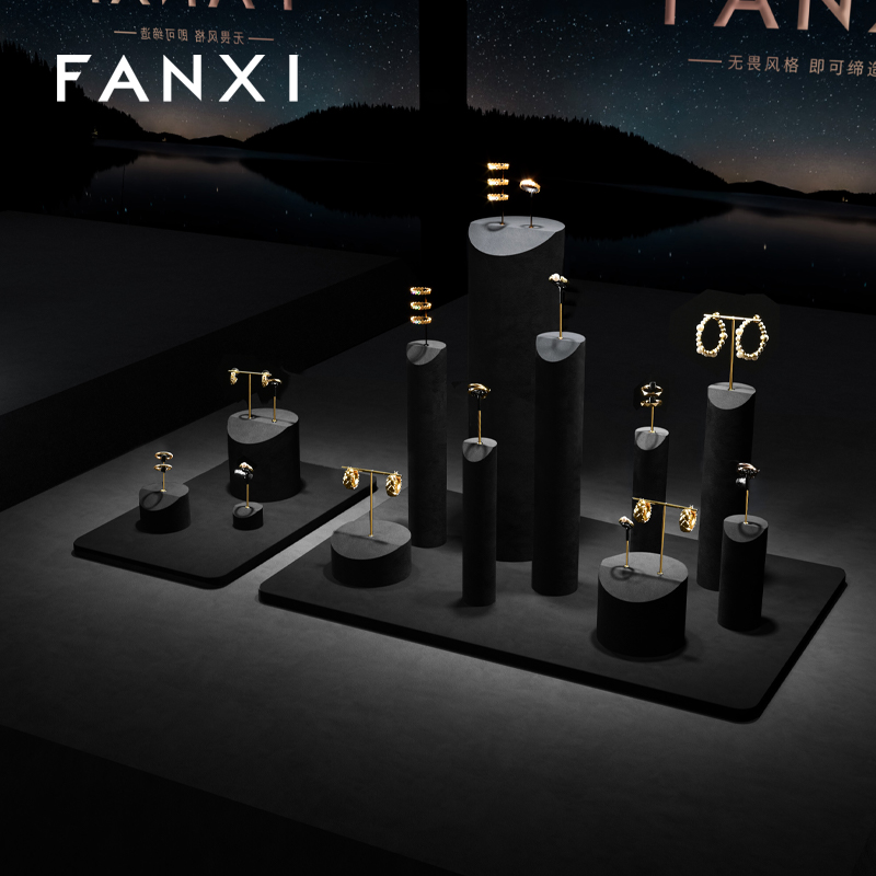 FANXI High quality Black Microfiber jewelry combination set