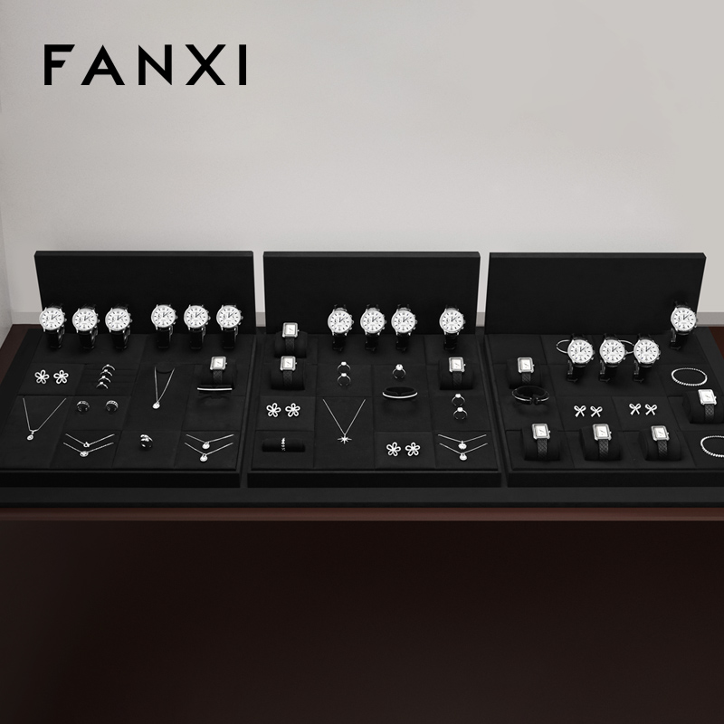 FANXI Hot sale black microfiber jewelry display set