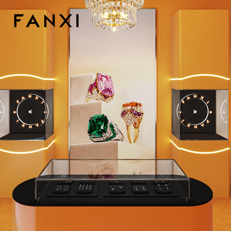 FANXI New arrival Black Microfiber Jewelry display set