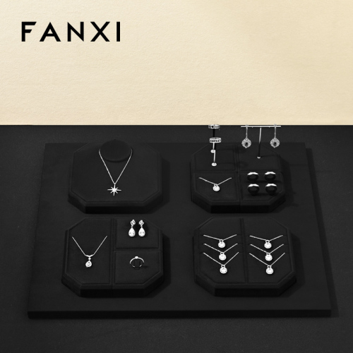 FANXI New arrival Black Microfiber Jewelry display set