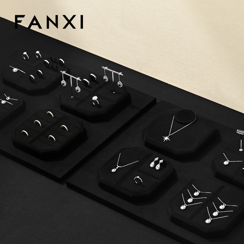 FANXI New arrival Black Microfiber Jewelry display set