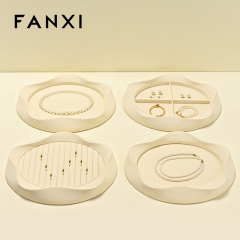 FANXI Luxury Beige Microfiber Jewelry display tray