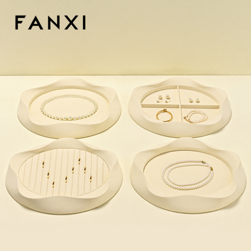 FANXI Luxury Beige Microfiber Jewelry display tray