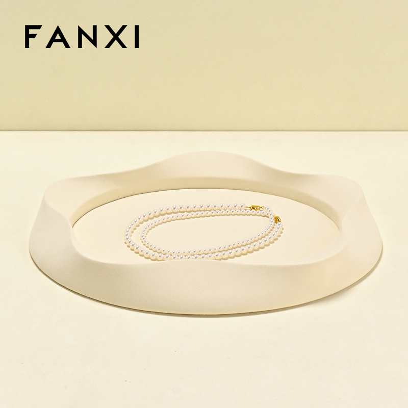 FANXI Luxury Beige Microfiber Jewelry display tray