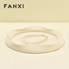 FANXI Luxury Beige Microfiber Jewelry display tray