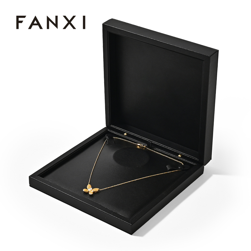 FANXI Custom black leather Necklace box