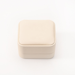 FANXI Custom beige PU leather velvet double ring box