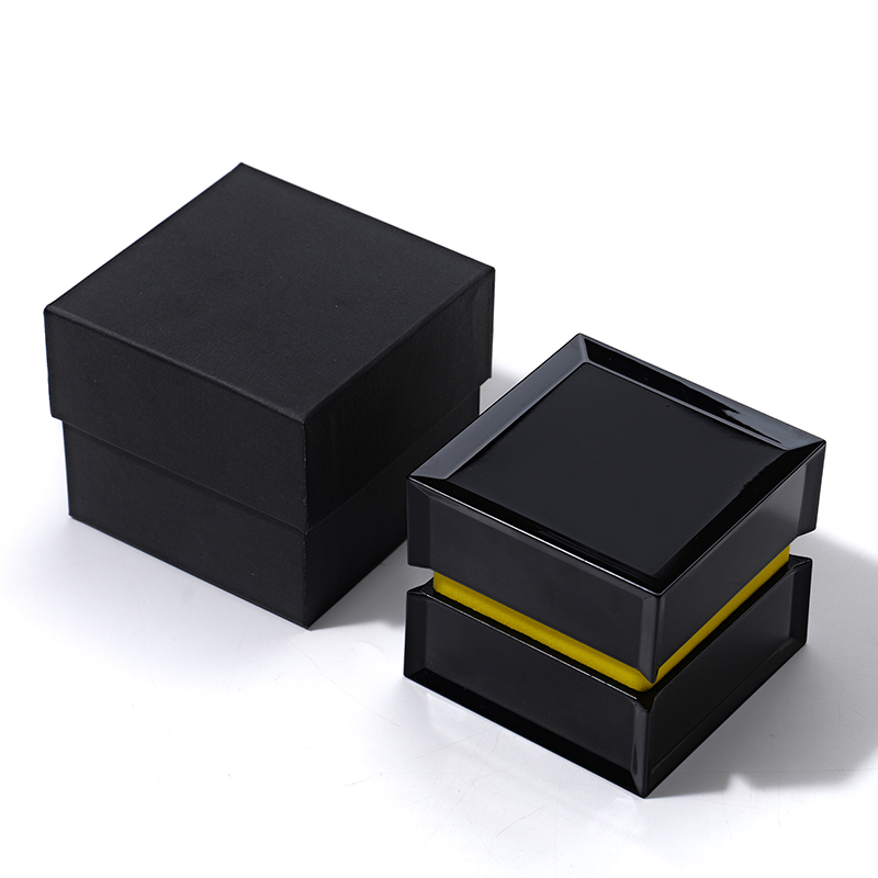 FANXI Custom black rubber paint velvet wedding ring box