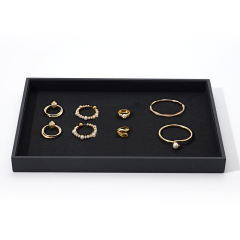 FANXI Custom black microfiber PU leather jewelry tray