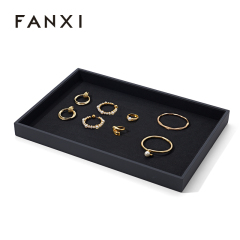 FANXI Custom black microfiber PU leather jewelry tray