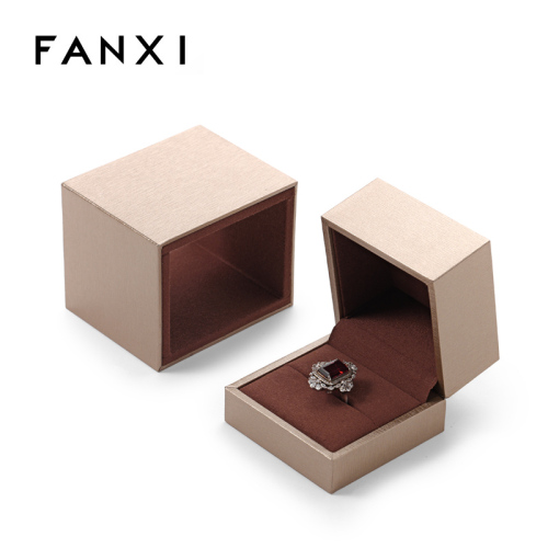 FANXI Custom champagne paper microfiber ring box