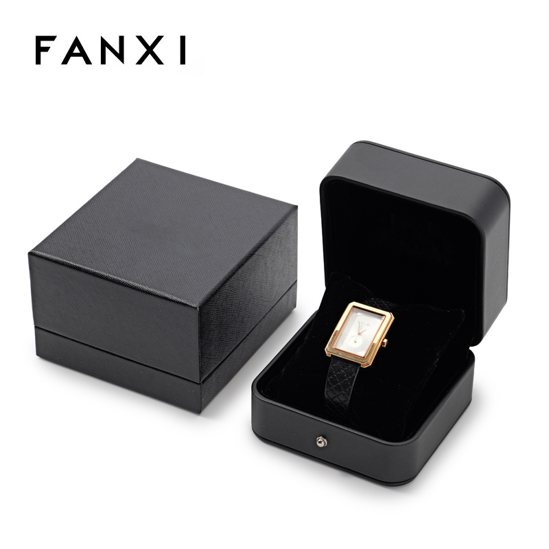 FANXI Custom black PU leather velvet necklace box