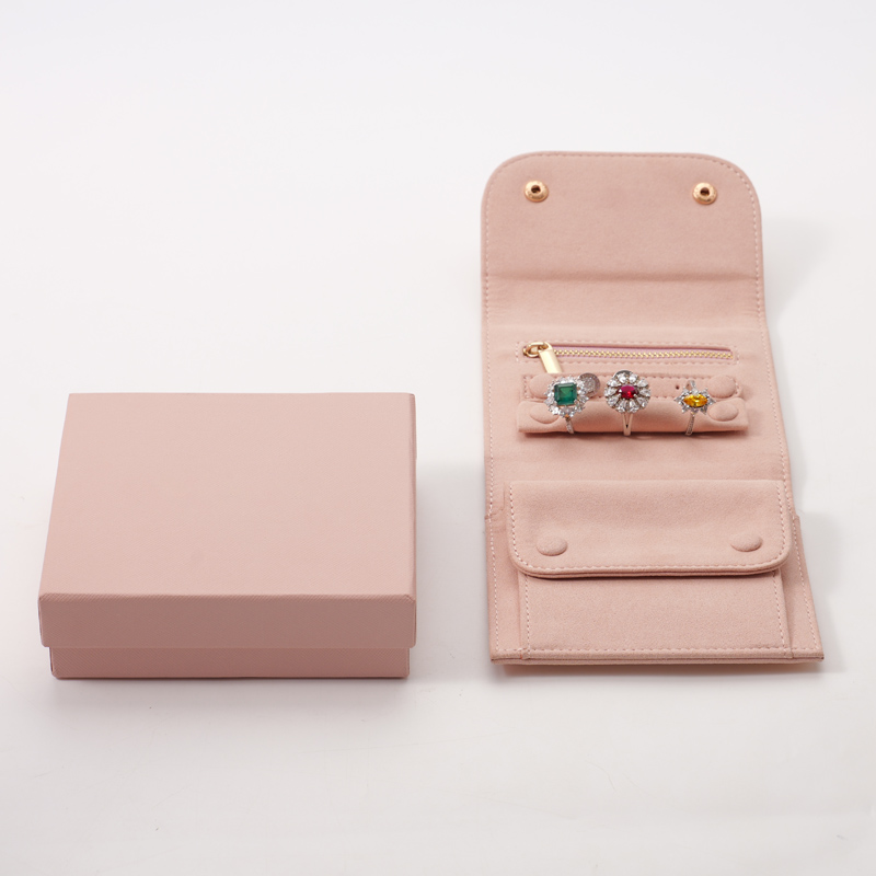 FANXI Custom pink paper box microfiber jewelry box