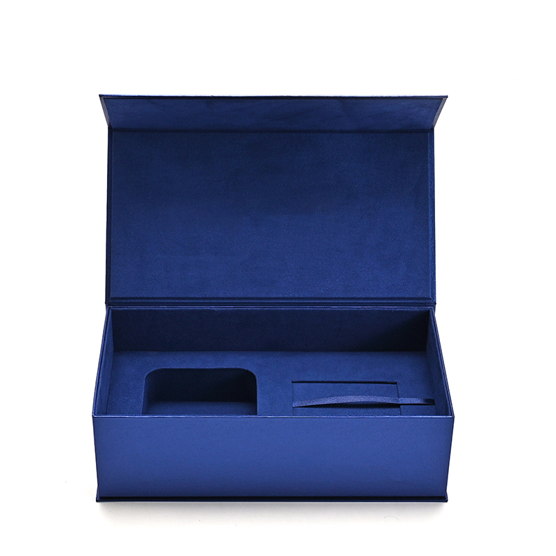 FANXI Custom blue leathere paper microfiber jewelry box
