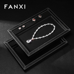 FANXI Fashion Black PU Leather Suede Jewelry Display Tray