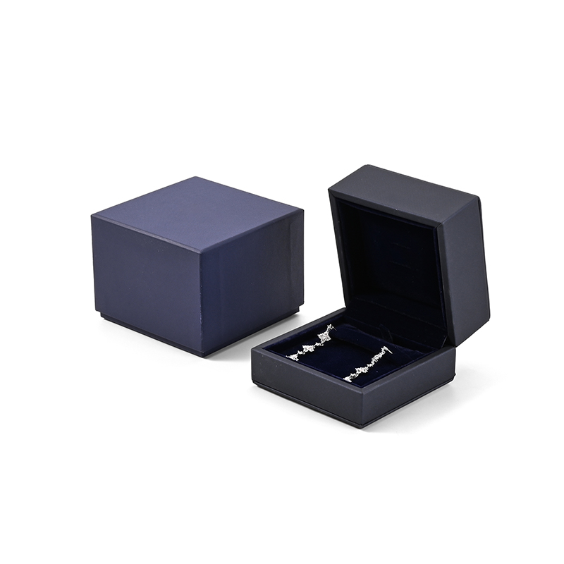 FANXI Custom dark blue PU leather velvet ring earring box