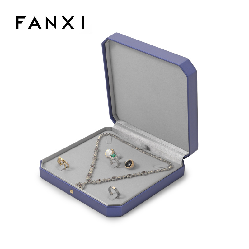 FANXI Custom blue PU leather velvet set box