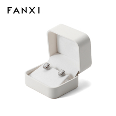 FANXI Custom white PU leather microfiber earring box