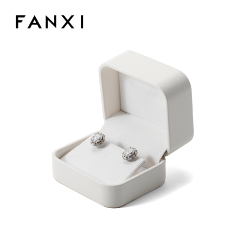 FANXI Custom white PU leather microfiber earring box