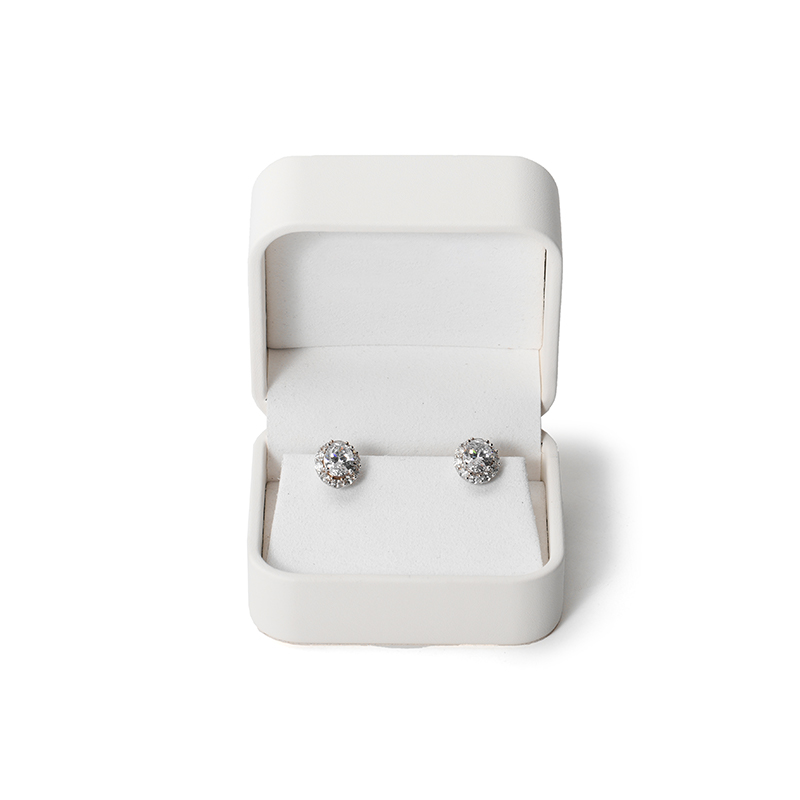 FANXI Custom white PU leather microfiber earring box