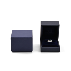 FANXI Custom dark blue PU leather velvet ring earring box