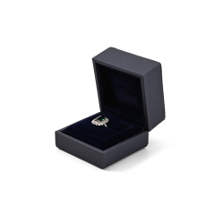 FANXI Custom dark blue PU leather velvet ring earring box