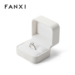 FANXI Custom white PU leather microfiber ring box
