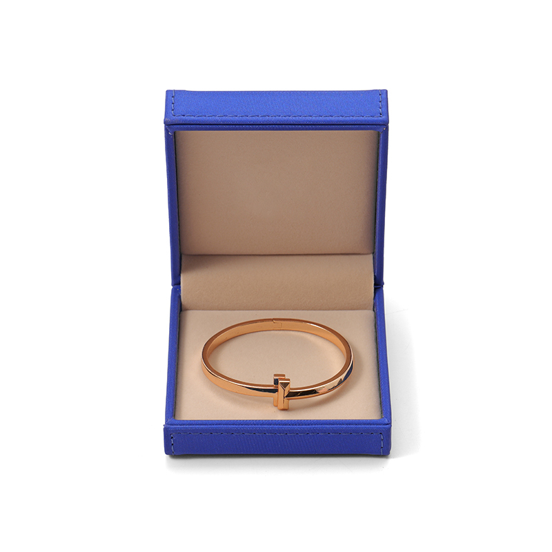 FANXI Custom dark blue PU leather velvet bangle box