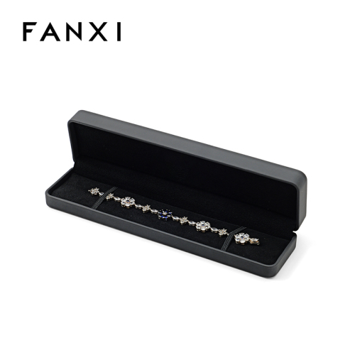 FANXI Custom black PU leather microfiber bracelet box
