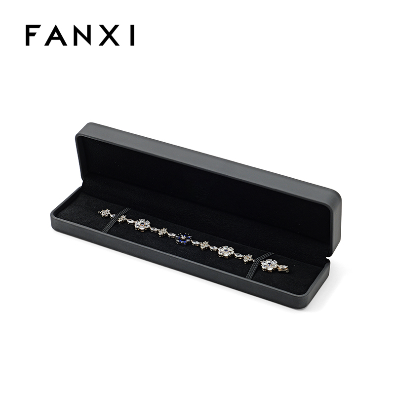 FANXI Custom black PU leather microfiber bracelet box
