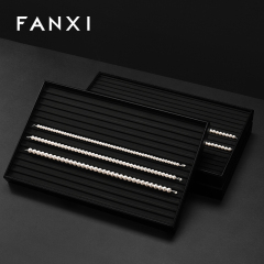 FANXI New arrival Black PU Leather Jewelry Display Tray