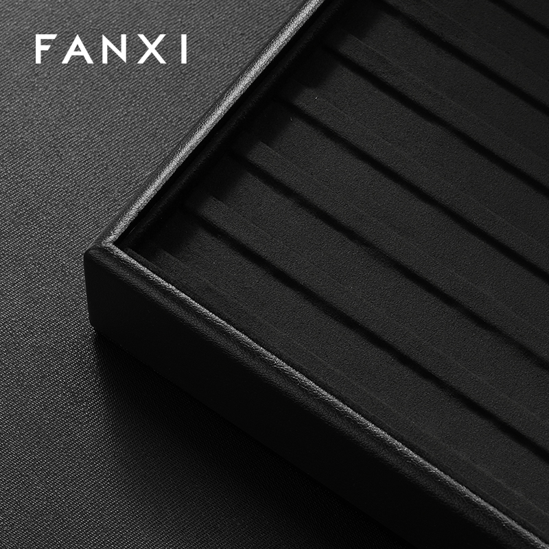 FANXI New arrival Black PU Leather Jewelry Display Tray