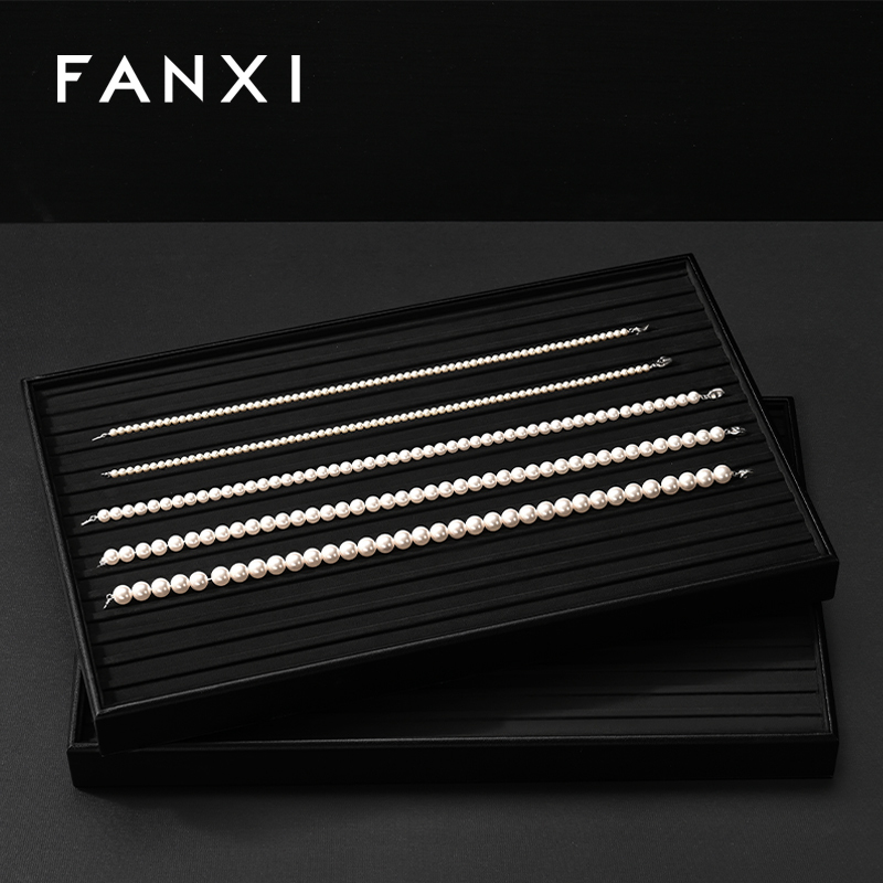 FANXI New arrival Black PU Leather Jewelry Display Tray