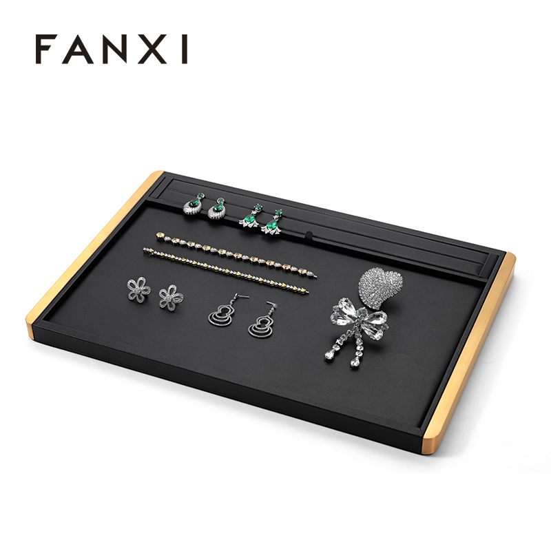 FANXI Custom Black PU Leather Jewelry Plate