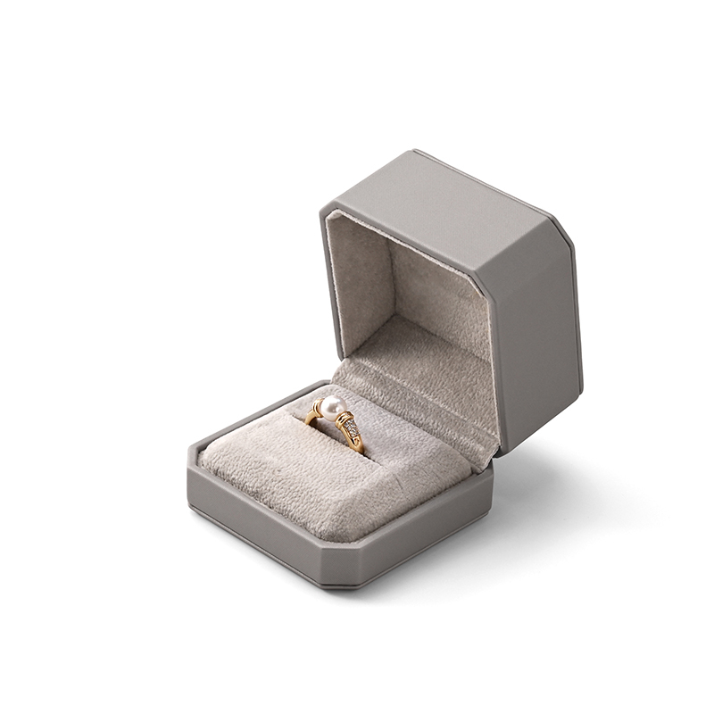 FANXI Custom Grey PU Leather Velvet Ring Box