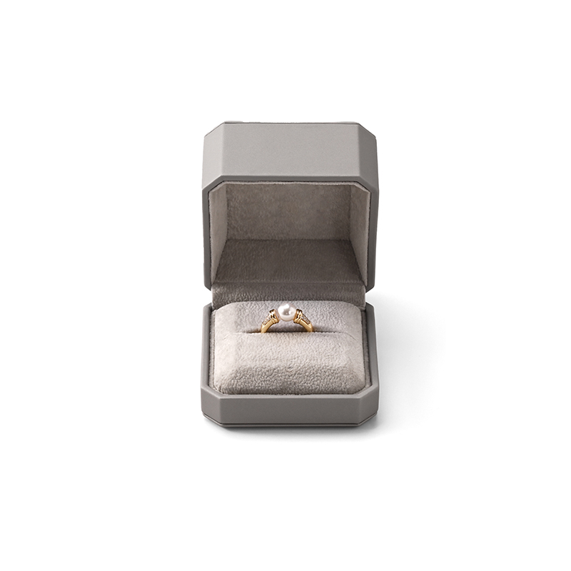 FANXI Custom Grey PU Leather Velvet Ring Box