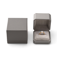 FANXI Custom Grey PU Leather Velvet Ring Box