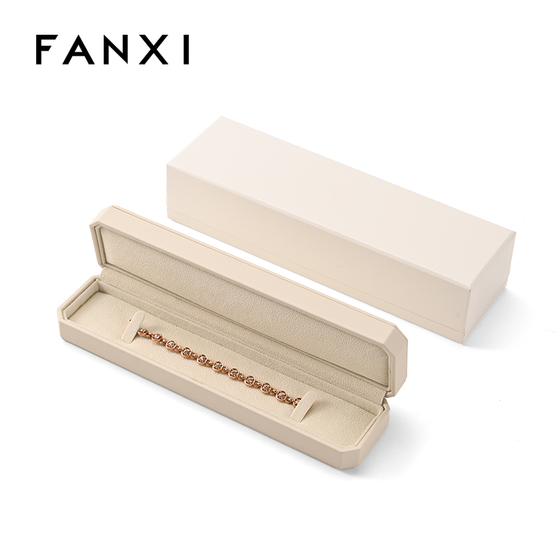 FANXI Custom Pale Yellow PU Leather Velvet Long Box