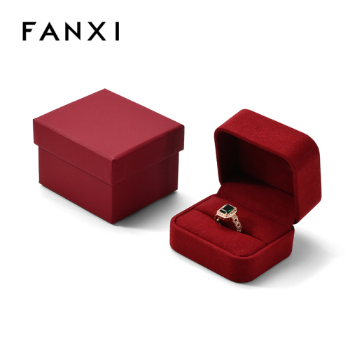FANXI Custom Red Full Microfiber Ring Box