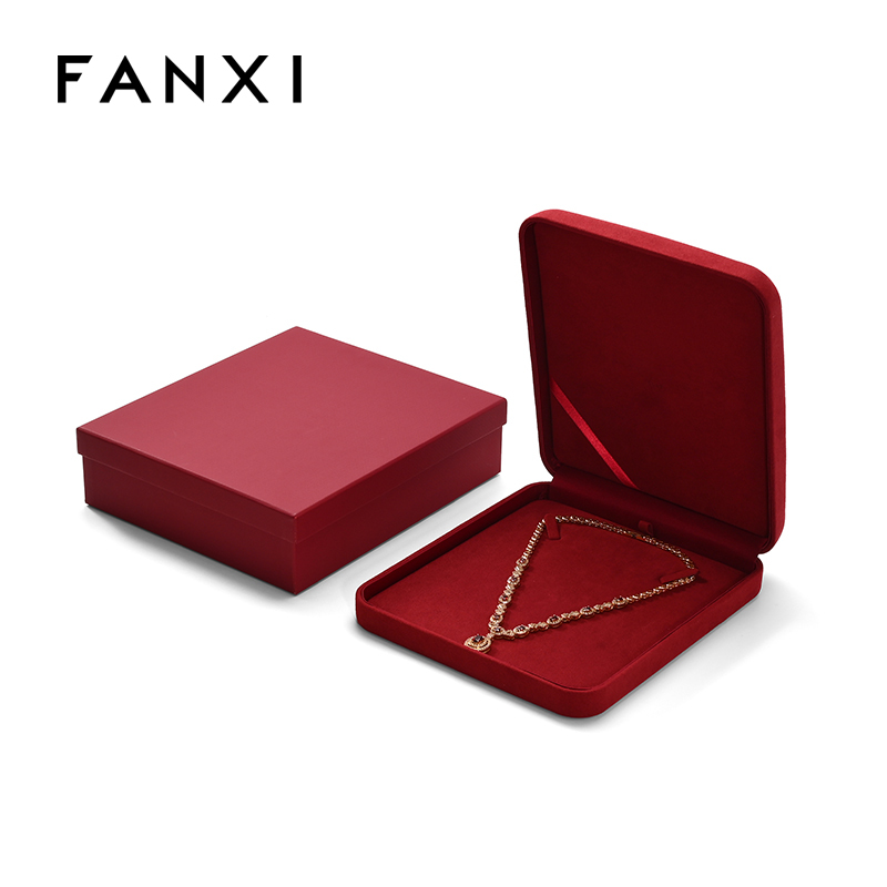 FANXI Custom Red Full Microfiber Big Necklace Box