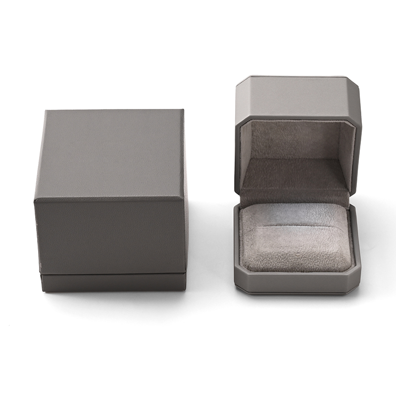 FANXI Custom Grey PU Leather Velvet Ring Box