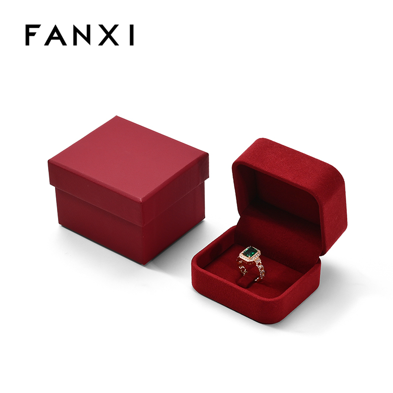 FANXI Custom Red Full Microfiber Ring Box