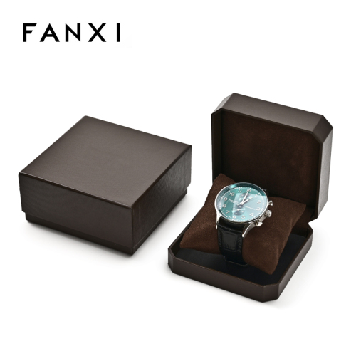 FANXI Custom Brown Leatherette Paper Suede Jewelry Box