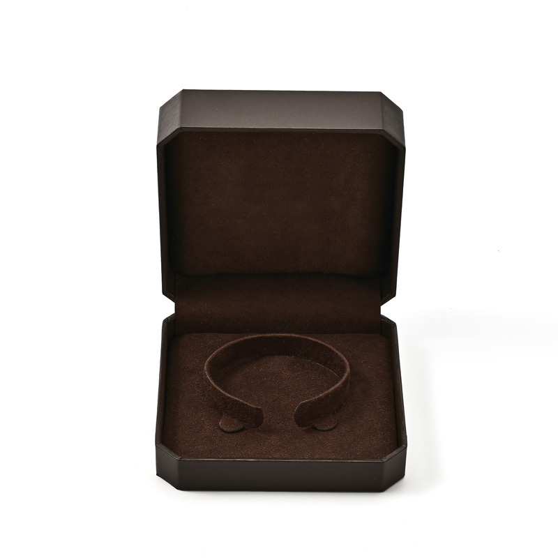 FANXI Custom Brown Leatherette Paper Suede Jewelry Box