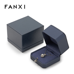 FANXI Custom Blue PU Leather Microfiber Pendant Box