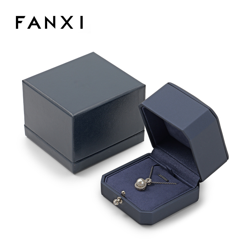 FANXI Custom Blue PU Leather Microfiber Pendant Box